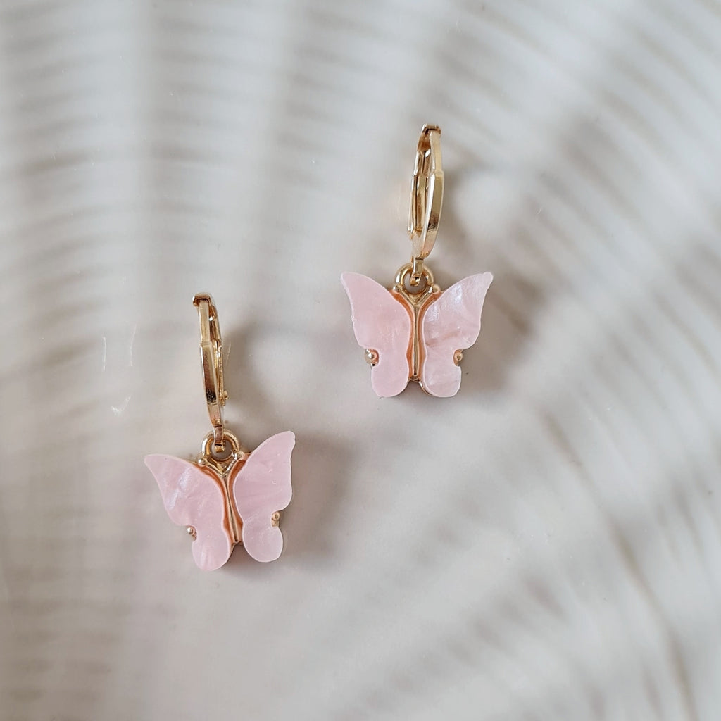 Light Pink Butterfly Earrings