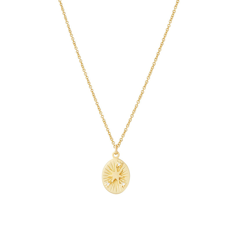Gold Star Disc Pendant Necklace