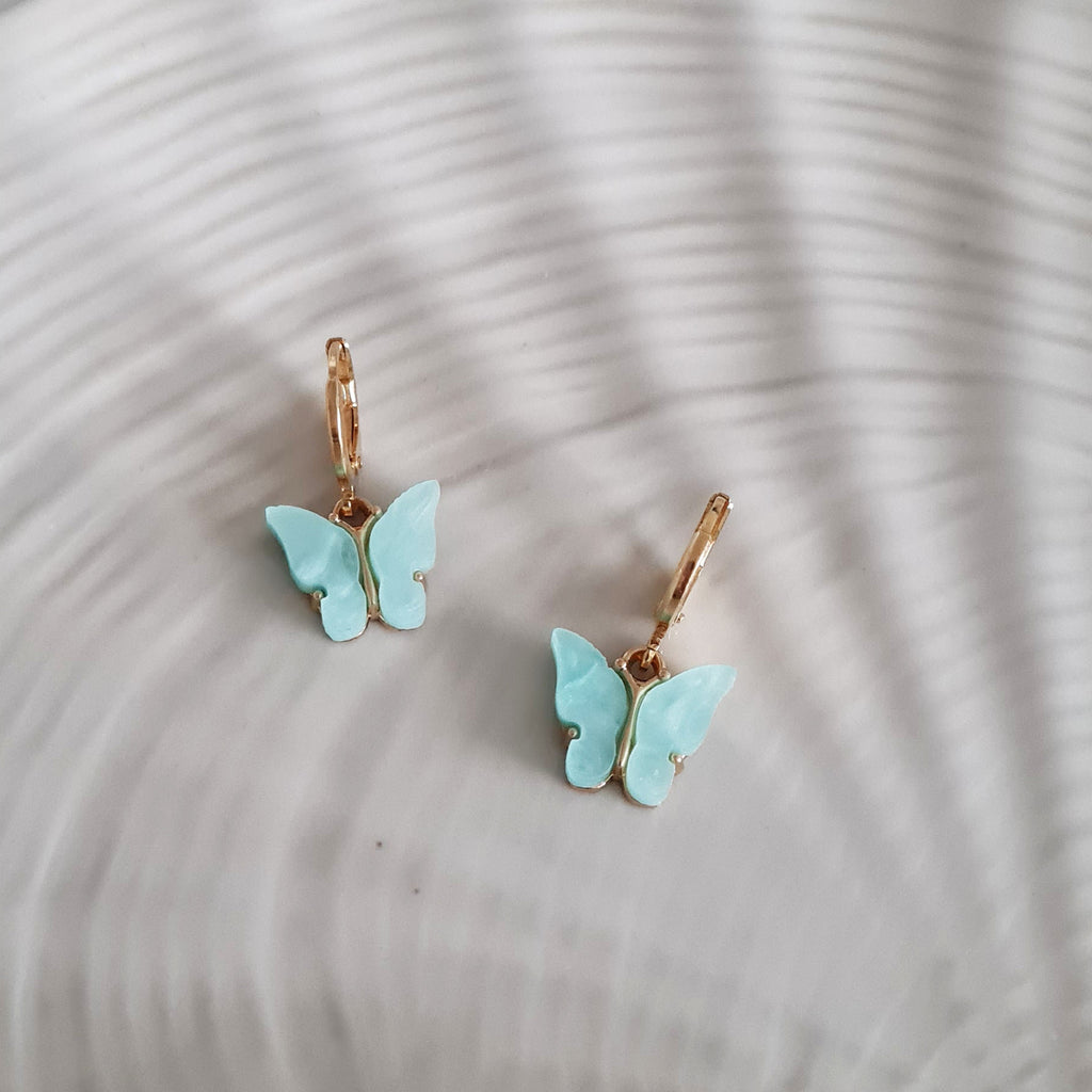 Blue butterfly earrings