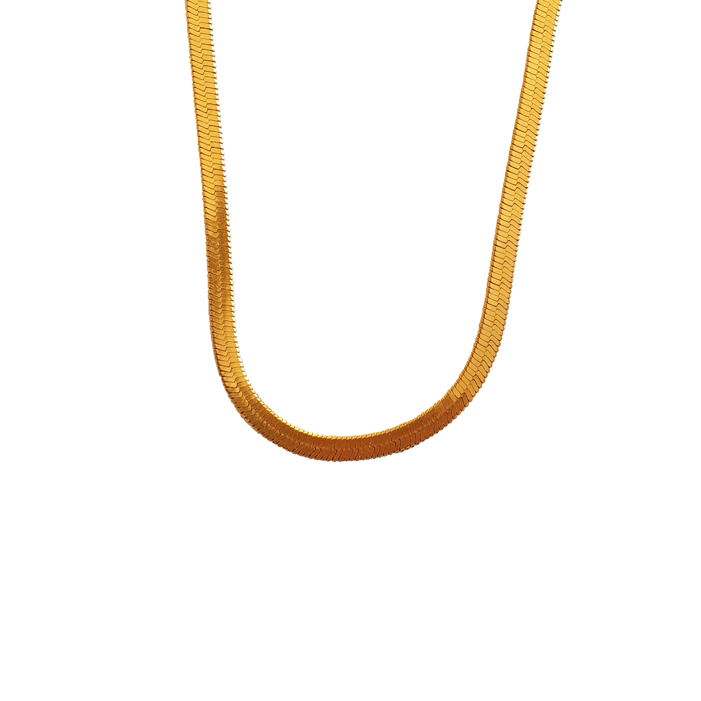 Gold flat lay snake necklace
