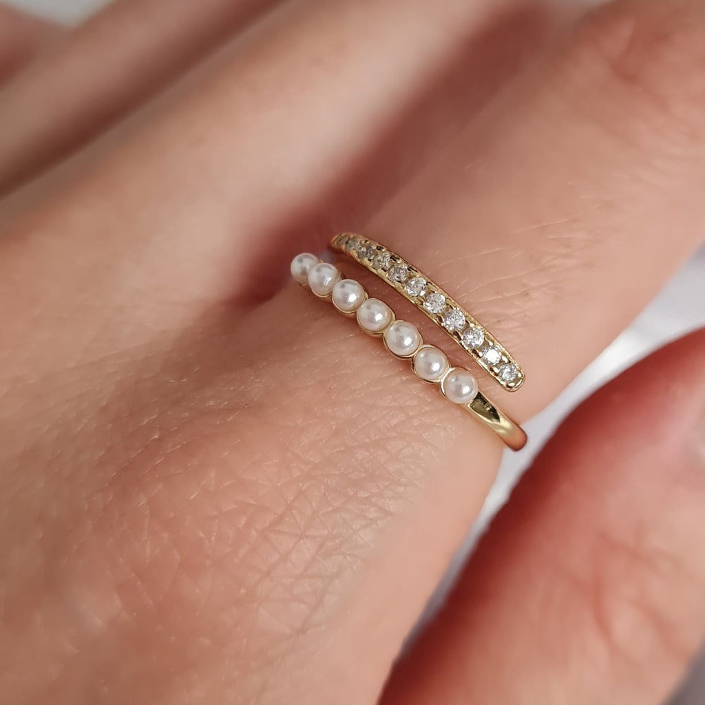 Adjustable Pearl Gold Ring