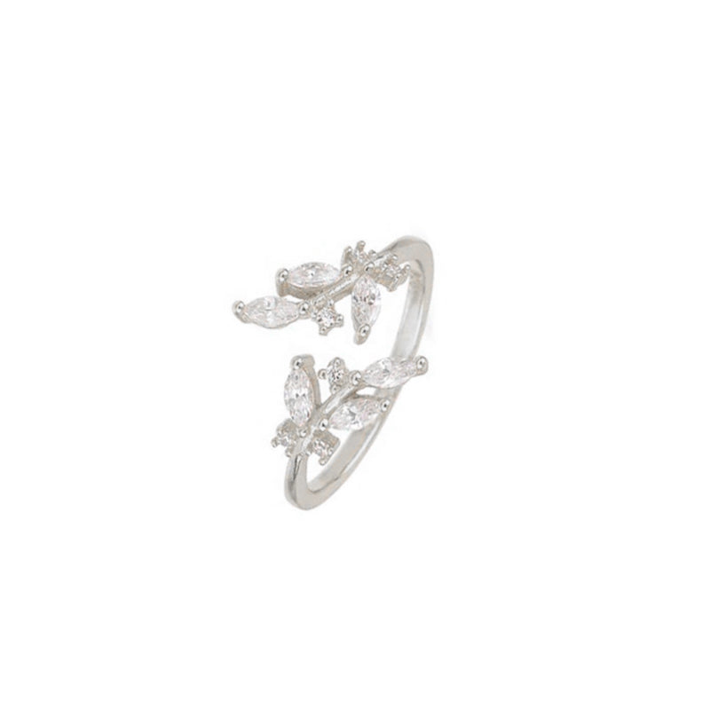 Astrid silver resizable leaf ring