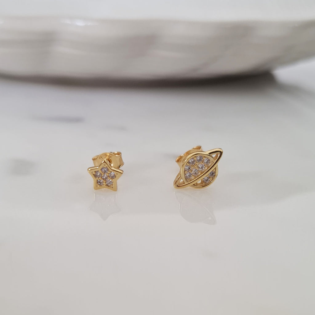 Star Space Gold Studs